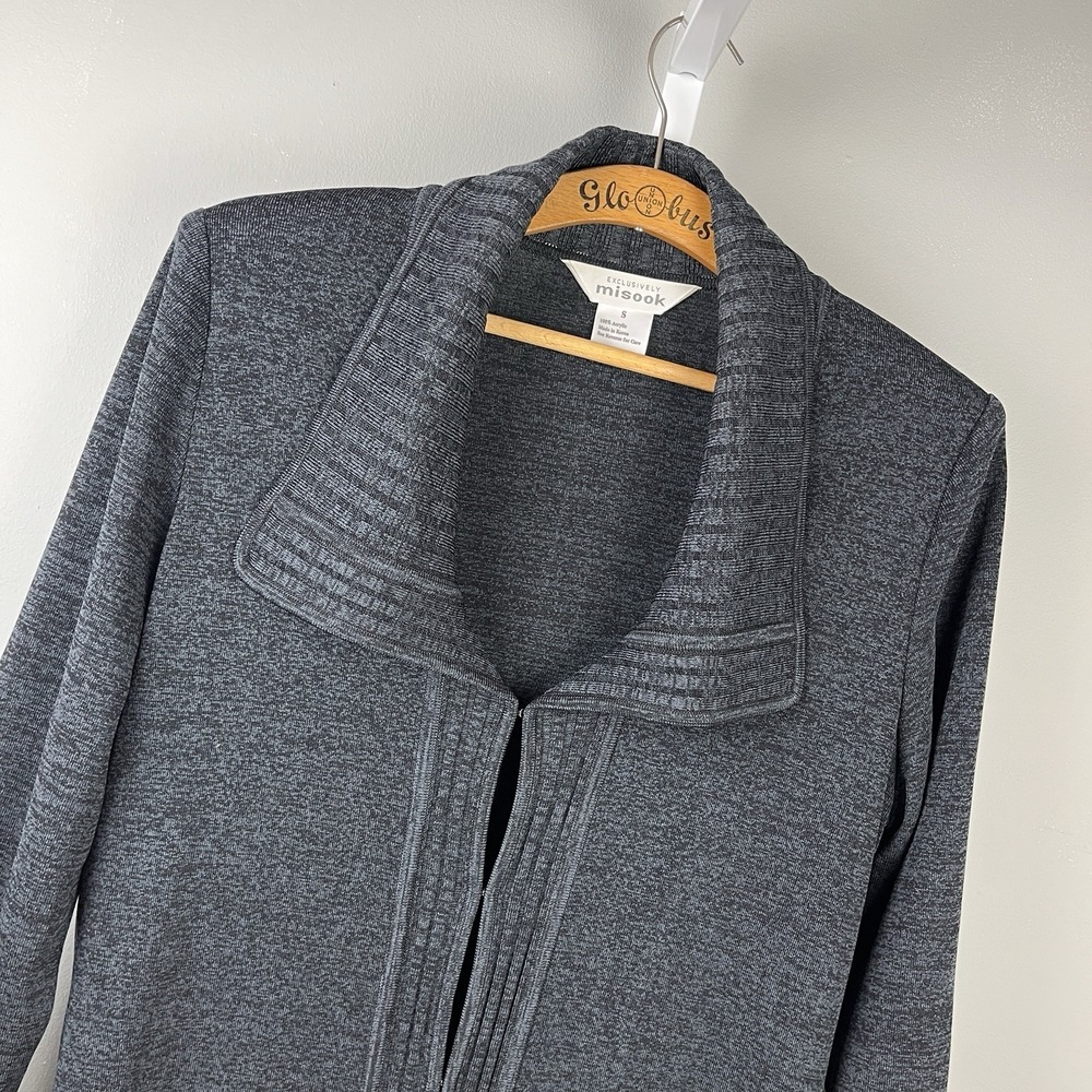 Exclusively Misook Knit Cardigan Jacket Womens S‎ Charcoal Gray Long Sleeve